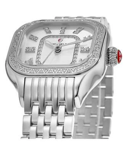 Pre-owned Michele Meggie Diamond Mother Of Pearl Dial Steel Women's Watch Mww33b000001