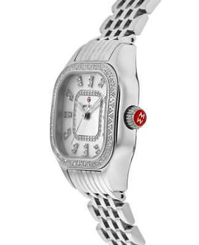 Pre-owned Michele Meggie Diamond Mother Of Pearl Dial Steel Women's Watch Mww33b000001