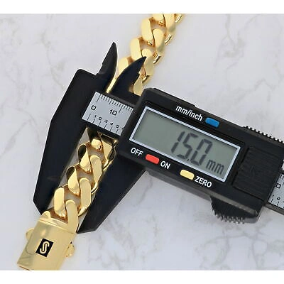 Pre-owned Nuragold 10k Yellow Gold Royal Monaco Miami Cuban Link 15mm Chain Mens Curb Necklace 22"
