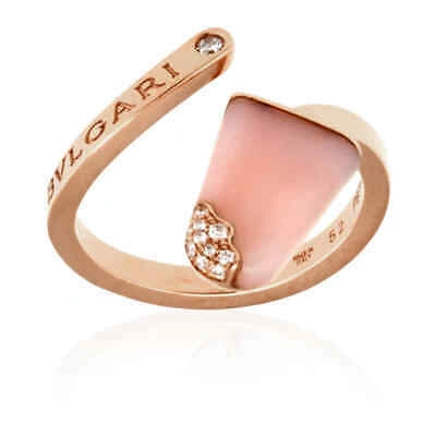 Pre-owned Bvlgari Bvlgari Ladies 18 Kt Rose Gold Ring Set With Pink Opal