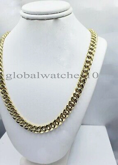 Pre-owned Globalwatches10 10k Yellow Gold Necklace 8mm 30" Miami Cuban Link Chain Box Lock Real 10kt Oro