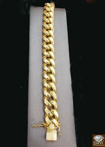 Pre-owned Globalwatches10 10k Yellow Gold Necklace 8mm 30" Miami Cuban Link Chain Box Lock Real 10kt Oro