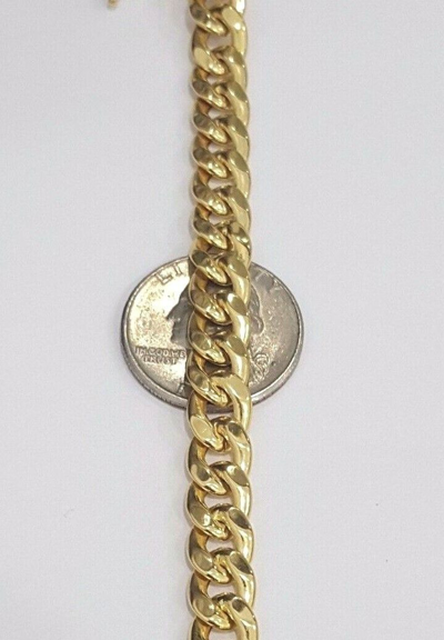 Pre-owned Miami Cuban Men Real 10k Yellow Gold  Link Bracelet 10 Mm 9.5 Inch 10mm Unisex