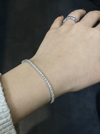 Pre-owned Morris 3.00 Carat Natural Diamond Tennis Bracelet Si 14k White Gold 7'' 73 Stones