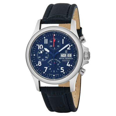 Pre-owned Revue Thommen Men's 'pilot' Blue Dial Chronograph Swiss Automatic 17081.6539