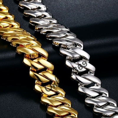 Pre-owned Online0369 Custom Real Moissanite 18mm Men's Miami Cuban Link Necklace Free Gift 925 Silver In White
