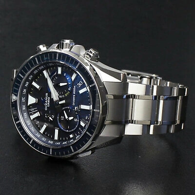 Pre-owned Casio Oceanus Ocw-p2000-1ajf Cachalot Diver 200m Titanium Bluetooth Men's Watch