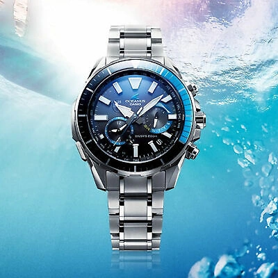 Pre-owned Casio Oceanus Ocw-p2000-1ajf Cachalot Diver 200m Titanium Bluetooth Men's Watch