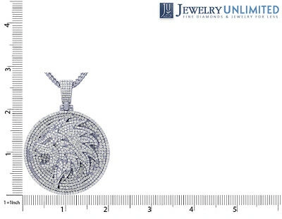 Pre-owned Jewelry Unlimited Mens Lion White Gold 3d Medallion 12ct Real Diamond Pendant 14k 2.7"