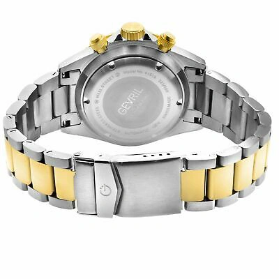 Pre-owned Gevril Men's 4152a Wall Street Chrono Swiss Automatic Sw500 Ceramic Bezel Watch