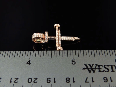 Pre-owned Jewelry Unlimited Men's 14k Rose Gold Nail Cross Genuine Diamonds 1.3 Inches Charm Pendant 0.80ct In F-g
