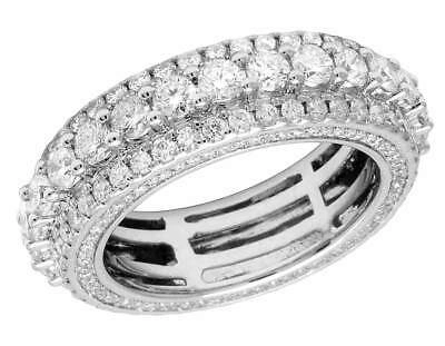 Pre-owned Jewelry Unlimited Men's 14k White Gold Genuine Diamond 3d Eternity Wedding Band Ring 5.0ct 7mm