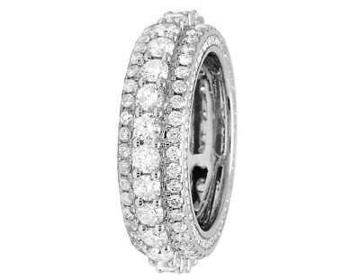 Pre-owned Jewelry Unlimited Men's 14k White Gold Genuine Diamond 3d Eternity Wedding Band Ring 5.0ct 7mm