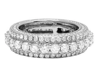 Pre-owned Jewelry Unlimited Men's 14k White Gold Genuine Diamond 3d Eternity Wedding Band Ring 5.0ct 7mm