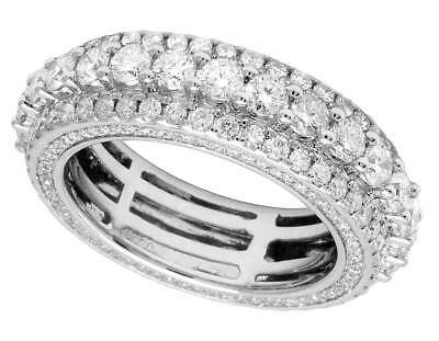 Pre-owned Jewelry Unlimited Men's 14k White Gold Genuine Diamond 3d Eternity Wedding Band Ring 5.0ct 7mm