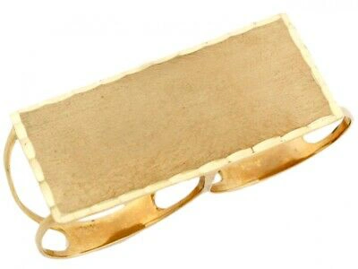 Pre-owned Jackani 10k Or 14k Solid Gold Two Finger Diamond Cut Hip Hop Unisex Ring