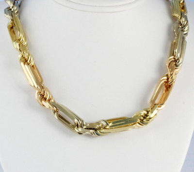 Pre-owned Gd Diamond 207.70gm 14k Tri Color Gold Figarope Men's Heavy Milano Necklace 9mm Chain 30" In Multicolor