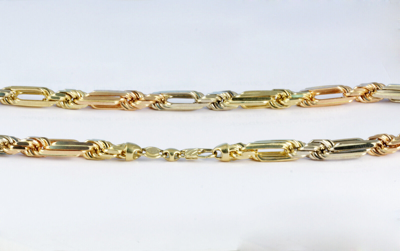 Pre-owned Gd Diamond 207.70gm 14k Tri Color Gold Figarope Men's Heavy Milano Necklace 9mm Chain 30" In Multicolor
