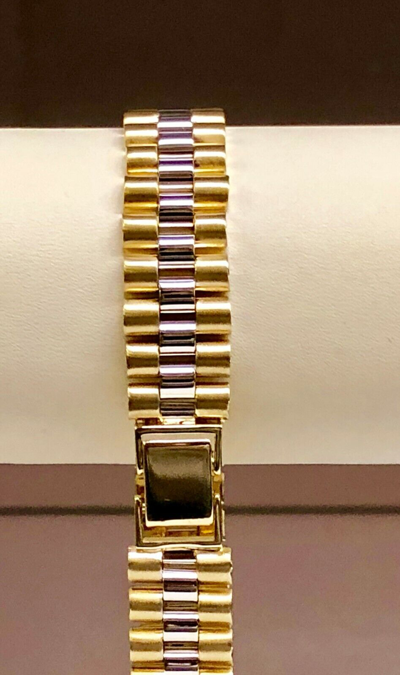 Pre-owned R C I 14k Solid Yellow & White Gold 8.5" Rlx Style Link Mens Bracelet 26 Grams 12 Mm
