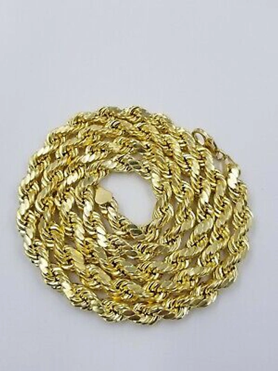 Pre-owned Globalwatches10 10k Yellow Gold Lucky $sign Bag Charm Money Bag Pendant With Rope Chain In 24"