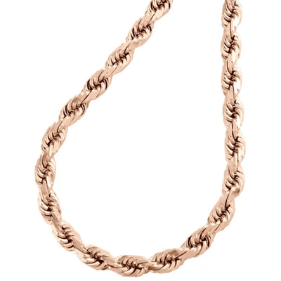 Pre-owned Jfl Diamonds & Timepieces 10k Rose Gold Solid 6mm Diamond Cut Rope Link Chain Shiny Statement Necklace 22"