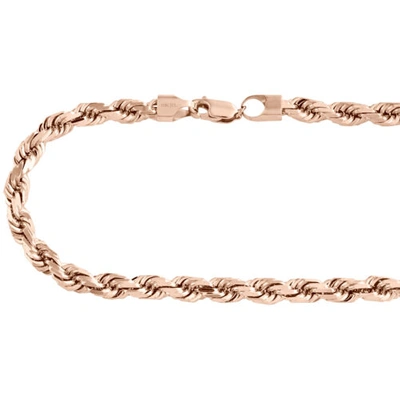 Pre-owned Jfl Diamonds & Timepieces 10k Rose Gold Solid 6mm Diamond Cut Rope Link Chain Shiny Statement Necklace 22"