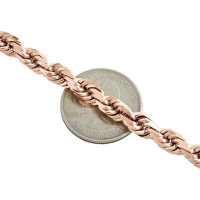 Pre-owned Jfl Diamonds & Timepieces 10k Rose Gold Solid 6mm Diamond Cut Rope Link Chain Shiny Statement Necklace 22"