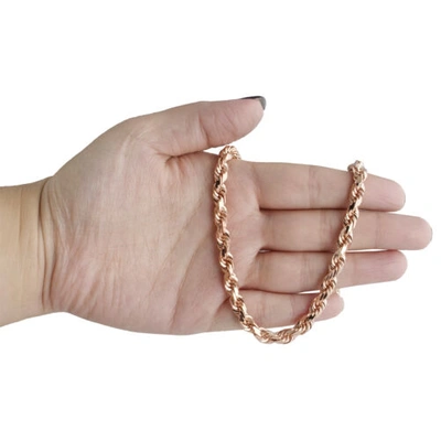 Pre-owned Jfl Diamonds & Timepieces 10k Rose Gold Solid 6mm Diamond Cut Rope Link Chain Shiny Statement Necklace 22"