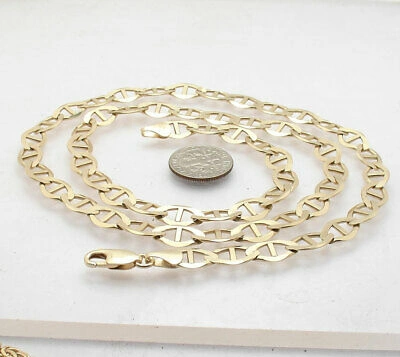 Pre-owned Bestgoldshop 7.5mm Solid Mariner Anchor Chain Link Necklace Real 10k Yellow Gold
