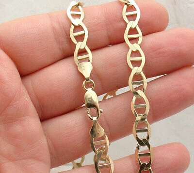 Pre-owned Bestgoldshop 7.5mm Solid Mariner Anchor Chain Link Necklace Real 10k Yellow Gold
