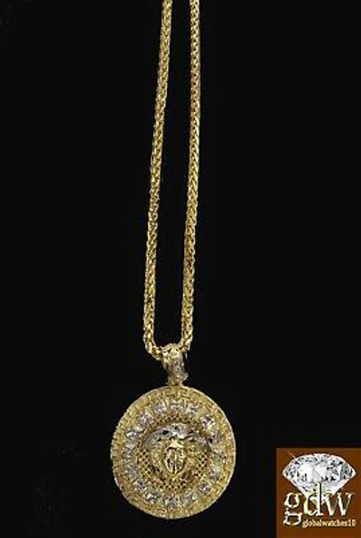 Pre-owned G&d Real 10k Yellow Gold 6mm 30" Palm Chain With Head Charm Pendant
