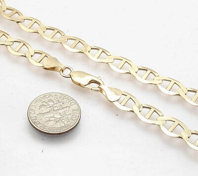 Pre-owned Bestgoldshop 7.5mm Solid Mariner Anchor Chain Link Necklace Real 10k Yellow Gold
