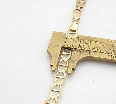 Pre-owned Bestgoldshop 7.5mm Solid Mariner Anchor Chain Link Necklace Real 10k Yellow Gold