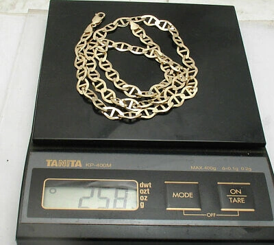 Pre-owned Bestgoldshop 7.5mm Solid Mariner Anchor Chain Link Necklace Real 10k Yellow Gold