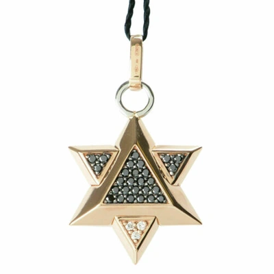 Pre-owned Baraka Men's St281151rodd000047 Rose Gold Diamonds Star Of David Pendant In Rose Gold/white/black