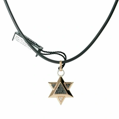 Pre-owned Baraka Men's St281151rodd000047 Rose Gold Diamonds Star Of David Pendant In Rose Gold/white/black