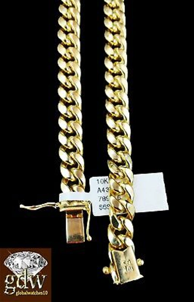 Pre-owned Globalwatches10 Real 10k Yellow Gold Jesus Charm/pendant With 28 Inch Miami Cuban Chain For Men.