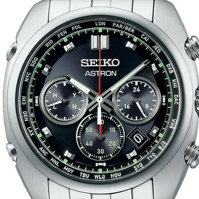 Pre-owned Seiko Astron Origin Chronograph Sbxy027 Men's Watch Solar Radio Black 2022