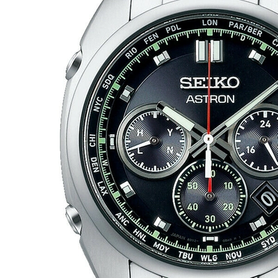 Pre-owned Seiko Astron Origin Chronograph Sbxy027 Men's Watch Solar Radio Black 2022