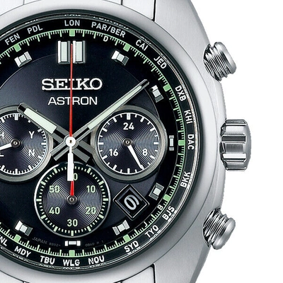 Pre-owned Seiko Astron Origin Chronograph Sbxy027 Men's Watch Solar Radio Black 2022