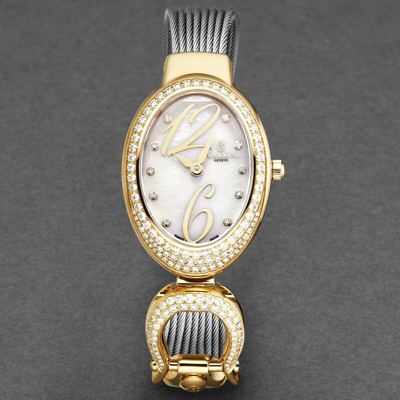 Pre-owned Charriol Women's Marie-olga Mop Dial Diamond Gold-tone Swiss Watch Moyd1.570.002