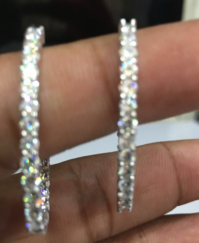 Pre-owned Handmade 3.12 Carat Round Brilliant Cut Diamond Hoop Earrings In 14k White Gold G-h Vs1
