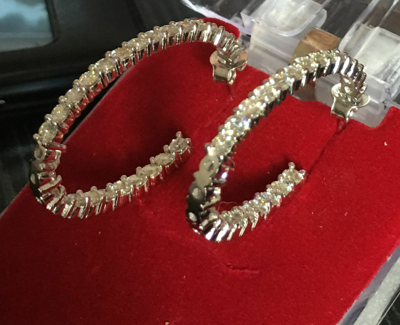 Pre-owned Handmade 3.12 Carat Round Brilliant Cut Diamond Hoop Earrings In 14k White Gold G-h Vs1