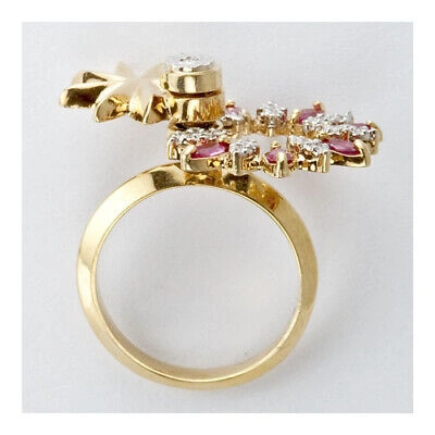 Pre-owned Gems4me Motion Ring Fan And Circle 14k Gold - Fl831