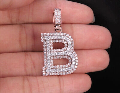 Pre-owned Jewelry Unlimited Custom 3d Letter B Initial Diamond Pendant Charm 10k Two Tone Gold 1.8 Ct 1.5" In G-h