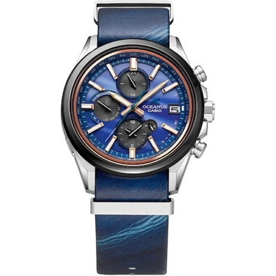 Pre-owned Casio Ocw-t4000ale-2ajr [oceanus Classic Line Japan Indigo Men's Leather Band]