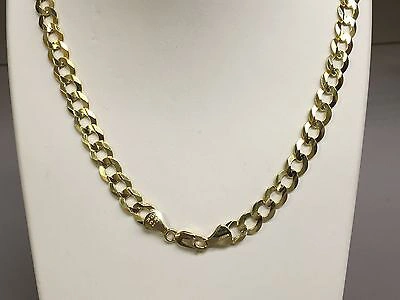 Pre-owned R C I 10k Solid Yellow Gold Comfort Concave Curb Link Chain Necklace 22" 8.2mm 29grams