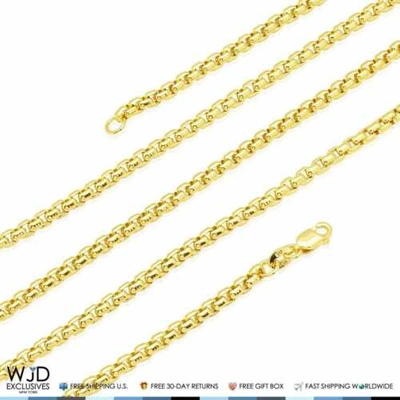 Pre-owned Wjd Exclusives 14k Yellow Gold Unisex 3mm Round Box Chain Necklace 26"