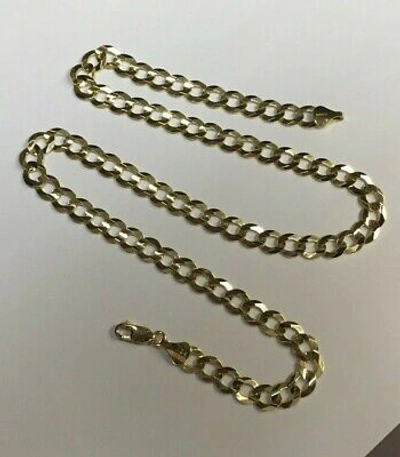 Pre-owned R C I 10k Solid Yellow Gold Comfort Concave Curb Link Chain Necklace 22" 8.2mm 29grams