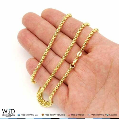 Pre-owned Wjd Exclusives 14k Yellow Gold Unisex 3mm Round Box Chain Necklace 26"
